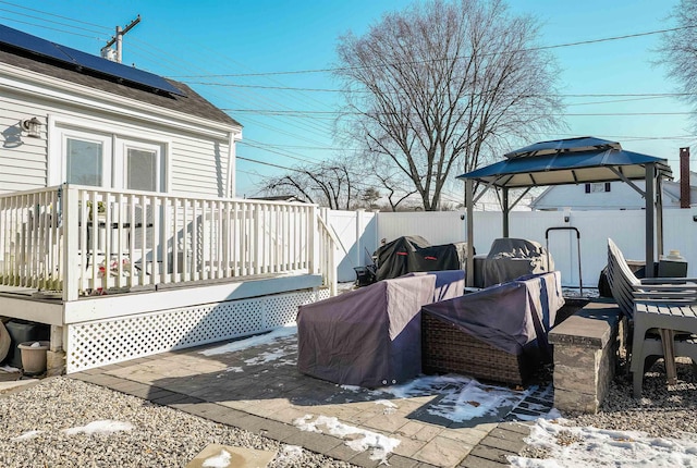 wooden deck featuring a patio