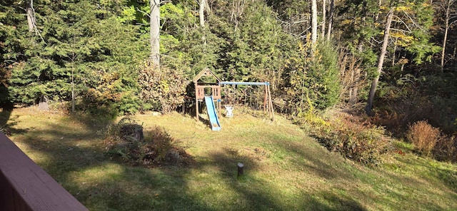 view of yard with a playground