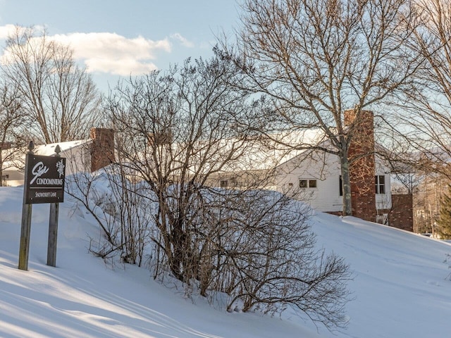 view of snow covered exterior