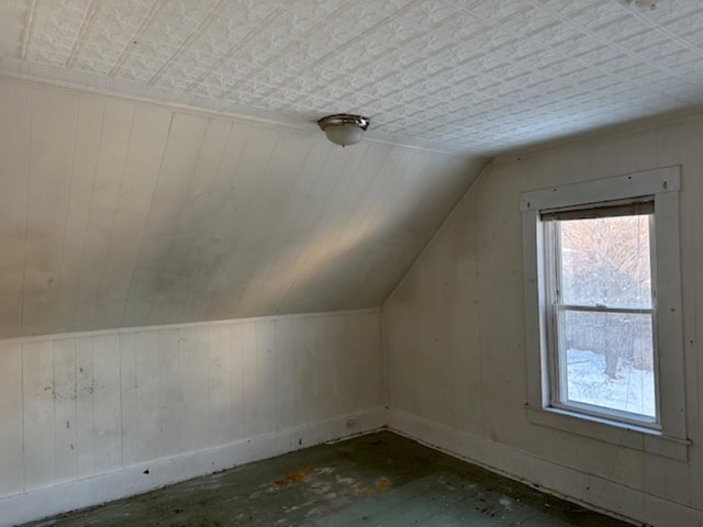 additional living space with vaulted ceiling