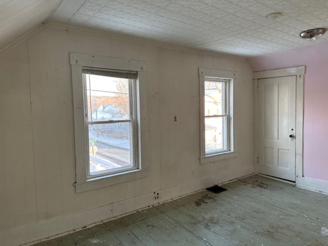 spare room featuring vaulted ceiling