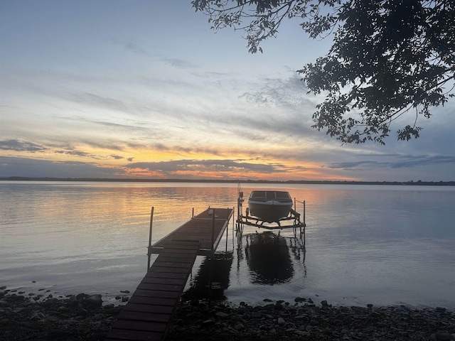 dock area featuring a water view