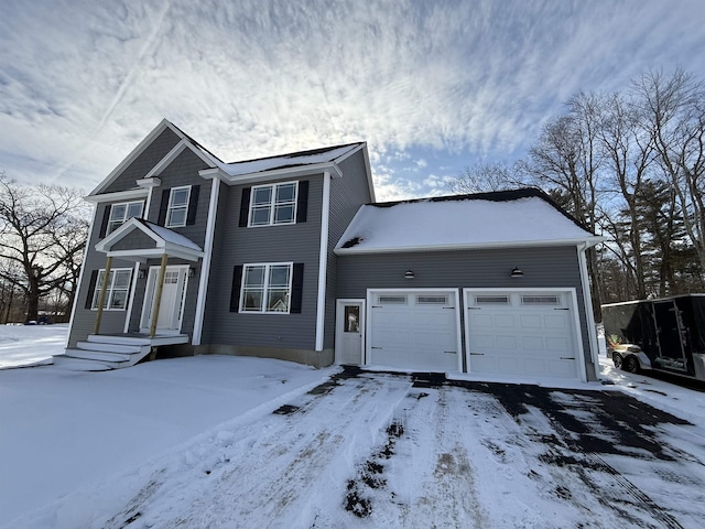 view of front of home with a garage