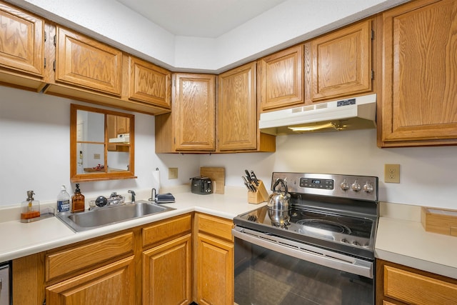 kitchen featuring sink and stainless steel electric range