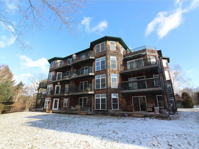 view of snow covered property