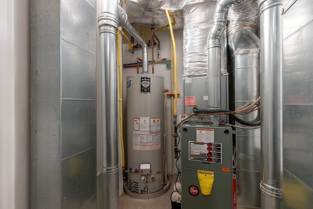 utility room with water heater