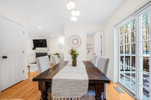 dining room with light hardwood / wood-style flooring