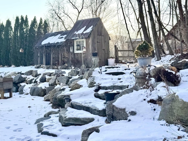 view of yard covered in snow