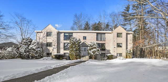 view of snow covered building