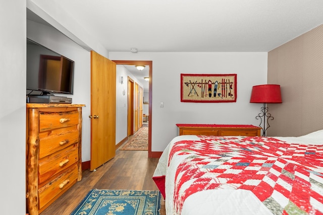 bedroom featuring dark wood-type flooring