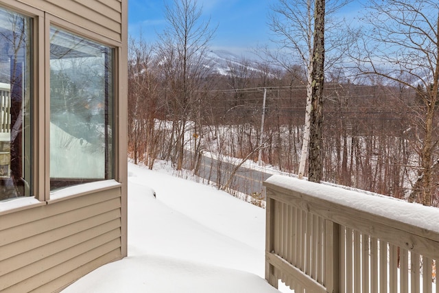 view of yard layered in snow