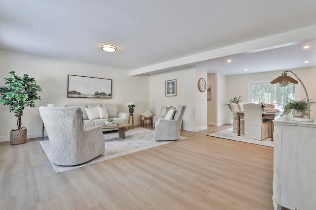 living room with light hardwood / wood-style floors