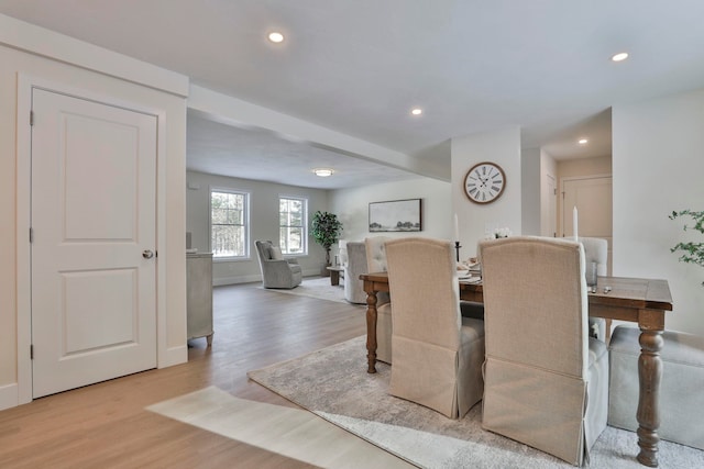 dining space featuring light hardwood / wood-style floors