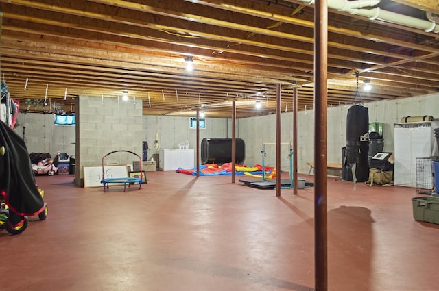 basement with independent washer and dryer