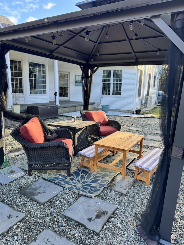 view of patio featuring a gazebo