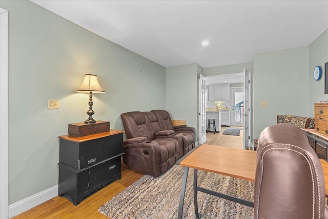 living room featuring light wood-type flooring