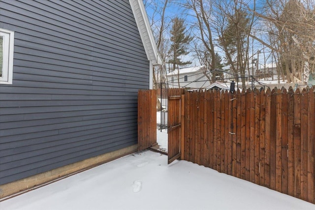 view of snow covered property