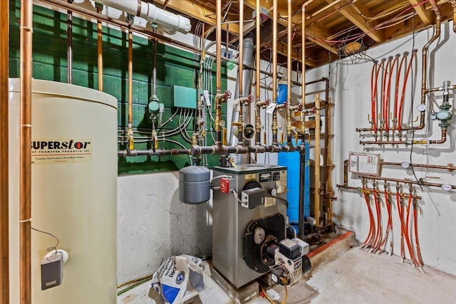 utility room with gas water heater