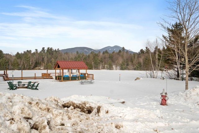 exterior space featuring a mountain view