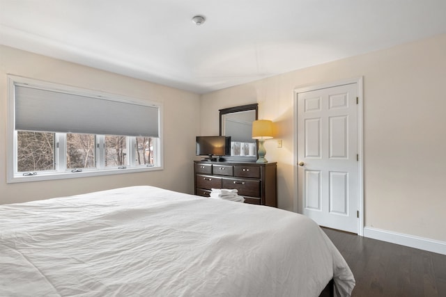 bedroom featuring dark wood-type flooring