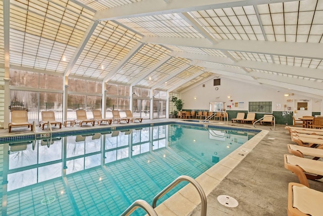 view of pool featuring a lanai and a patio area