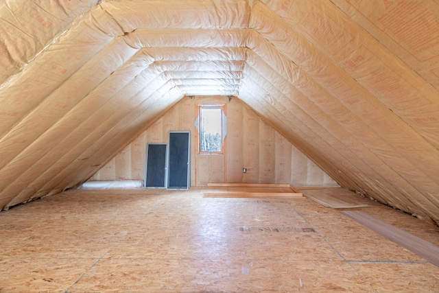 view of unfinished attic