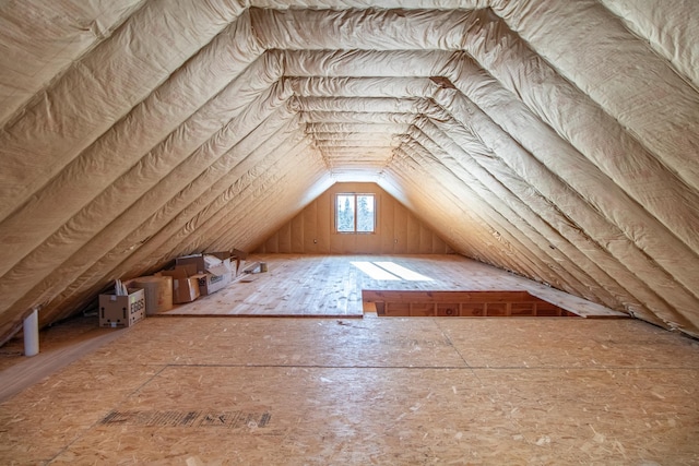 view of unfinished attic