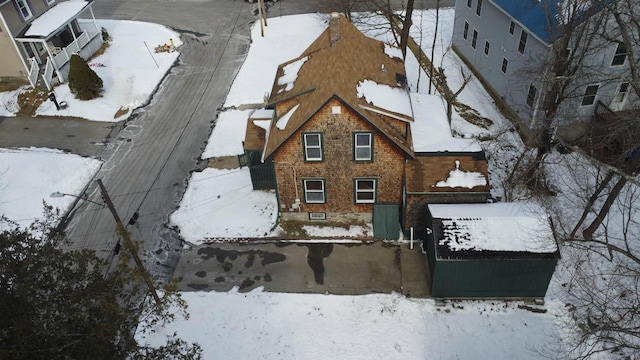 view of snowy aerial view