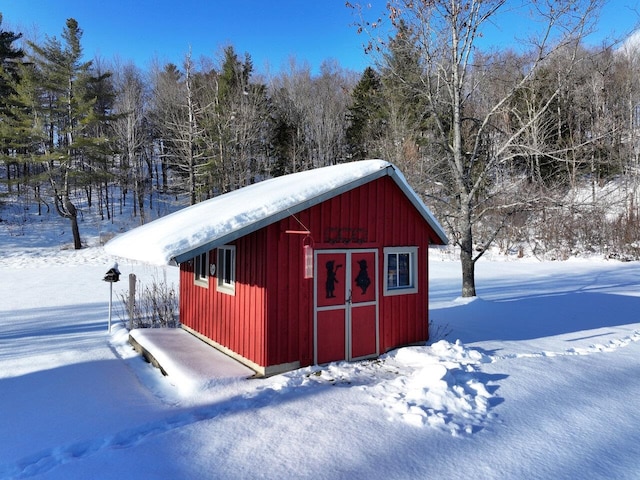 view of snow covered structure