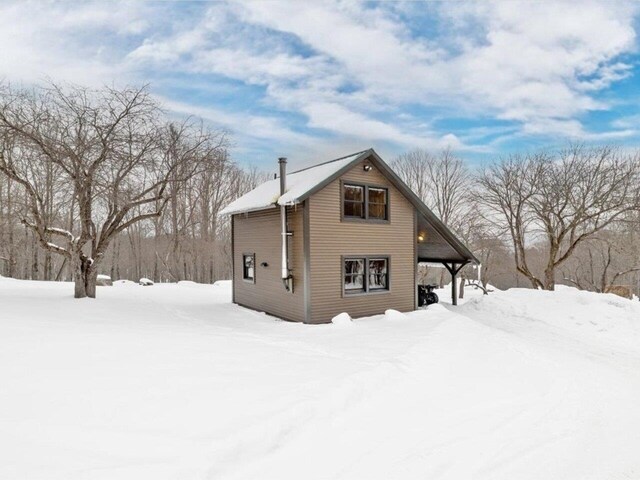 view of snow covered exterior