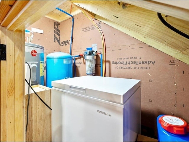 utility room featuring electric water heater