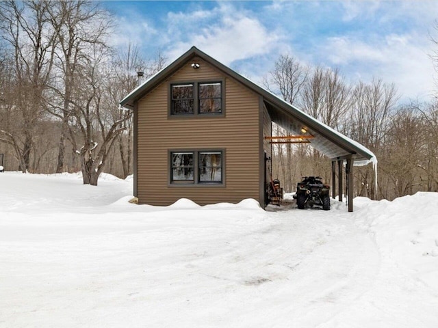 view of snow covered exterior