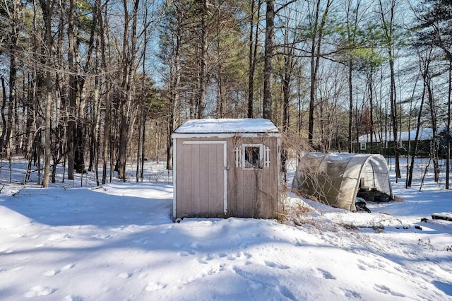 view of snow covered structure