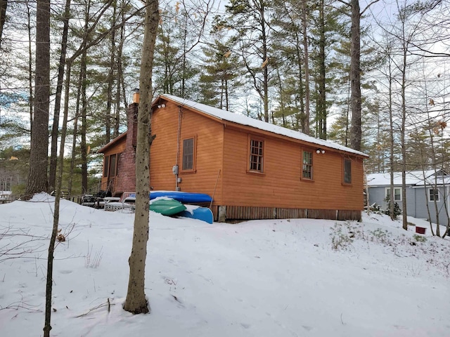 view of snow covered exterior