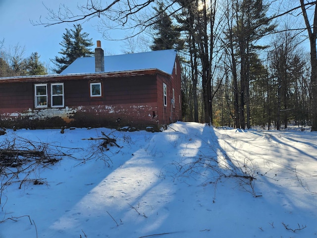 view of snow covered exterior