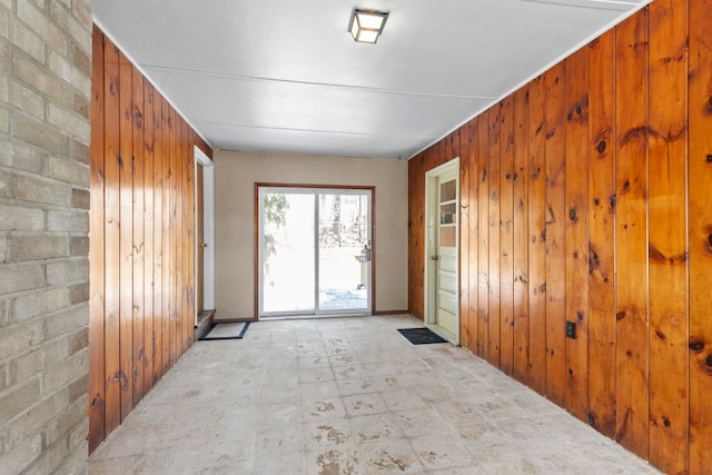 interior space with wooden walls