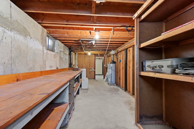 basement featuring water heater