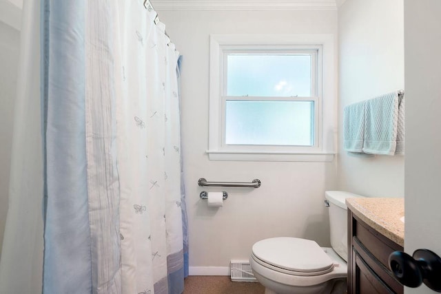 50 Suzanne Dr, Portsmouth, NH 03801 - full bathroom featuring vanity, toilet, baseboards, and ornamental molding