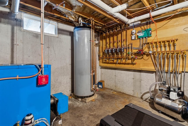 utility room with gas water heater