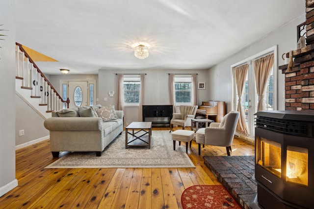 living room with light hardwood / wood-style floors