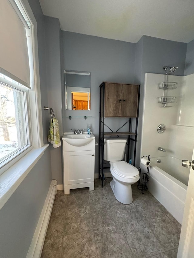 full bathroom with vanity, shower / bathing tub combination, and toilet