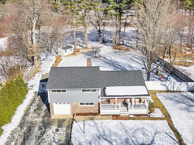 view of snowy aerial view