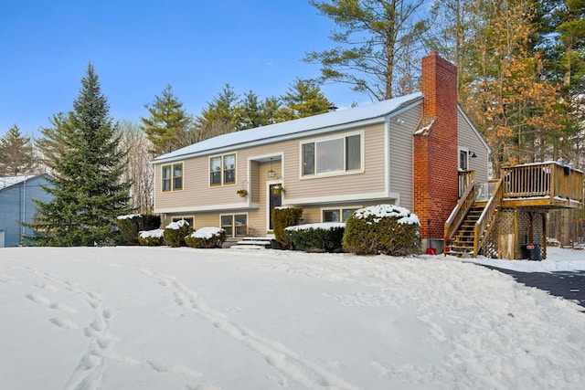 bi-level home with a deck