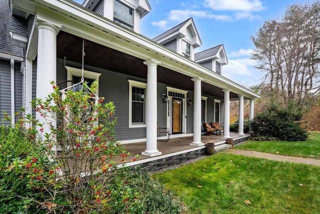 exterior space with covered porch