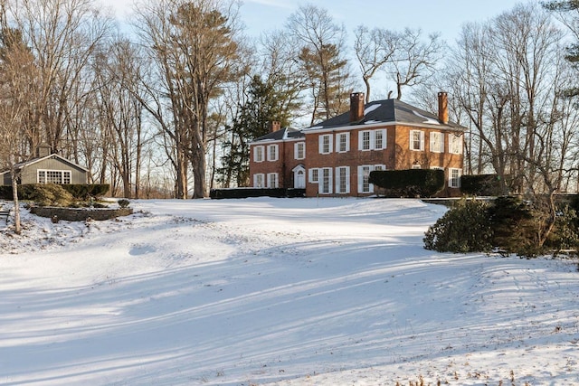 view of snow covered exterior