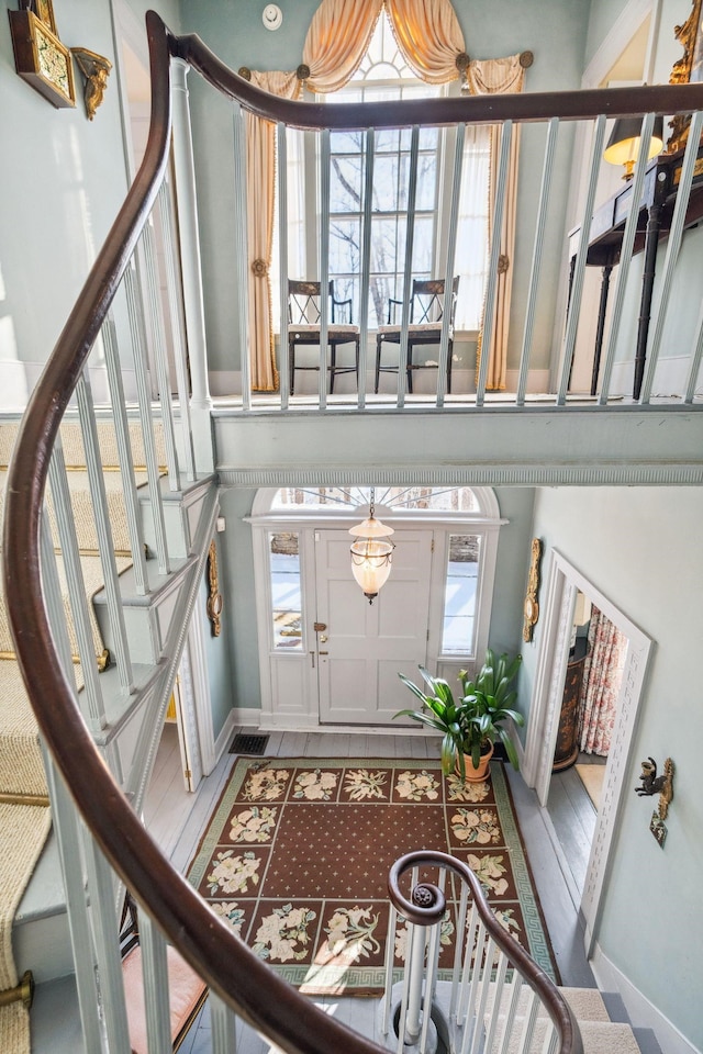 foyer entrance with wood-type flooring