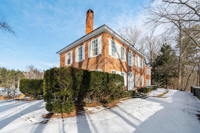 view of snow covered exterior