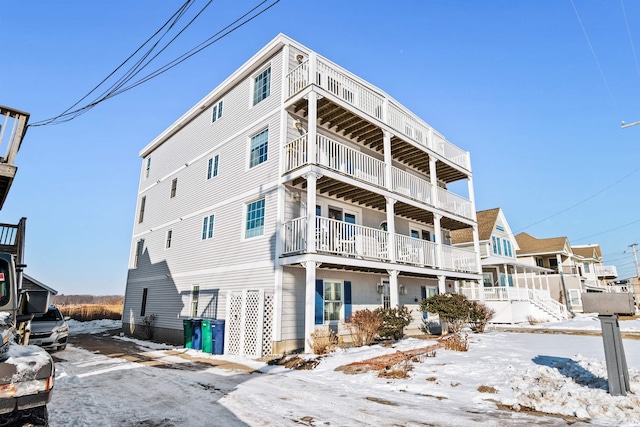 view of snow covered building