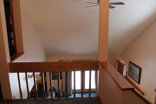 staircase with ceiling fan