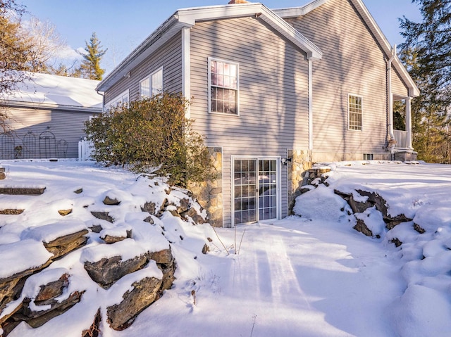 view of snow covered exterior